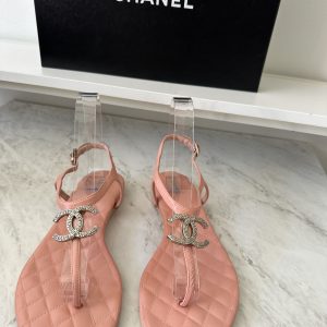 Chanel Interlocking CC Sandals Pink